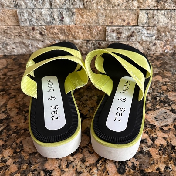 Rag & Bone Sandals Slide Cameron Mila  Flat ACID GREEN Lightweight US 8/ EU 38 - Picture 5 of 8